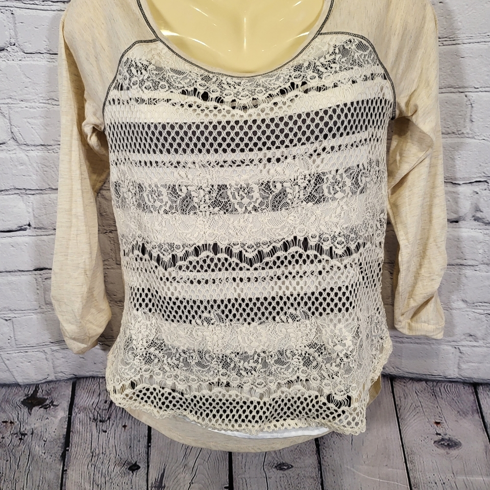 Jolt Striped Lace Top